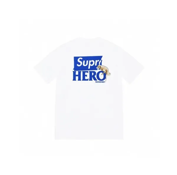 Supreme Hero Graphic Print White T-Shirt - 1