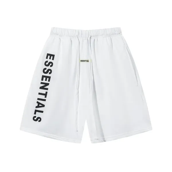 Essentials Logo Print White Shorts - 1