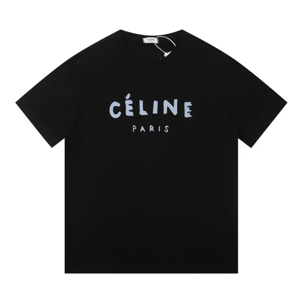 Celine Paris Logo Print Black T-Shirt - 1