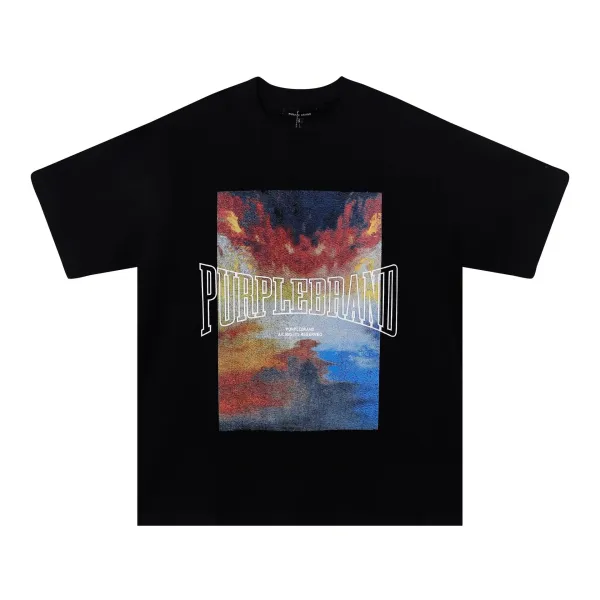 Purple Brand Abstract Sky Graphic T-Shirt Black - 1
