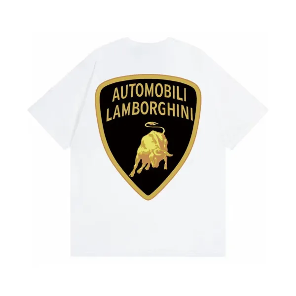 Ferrari Lamborghini Shield Logo White T-Shirt T-Shirts - 1