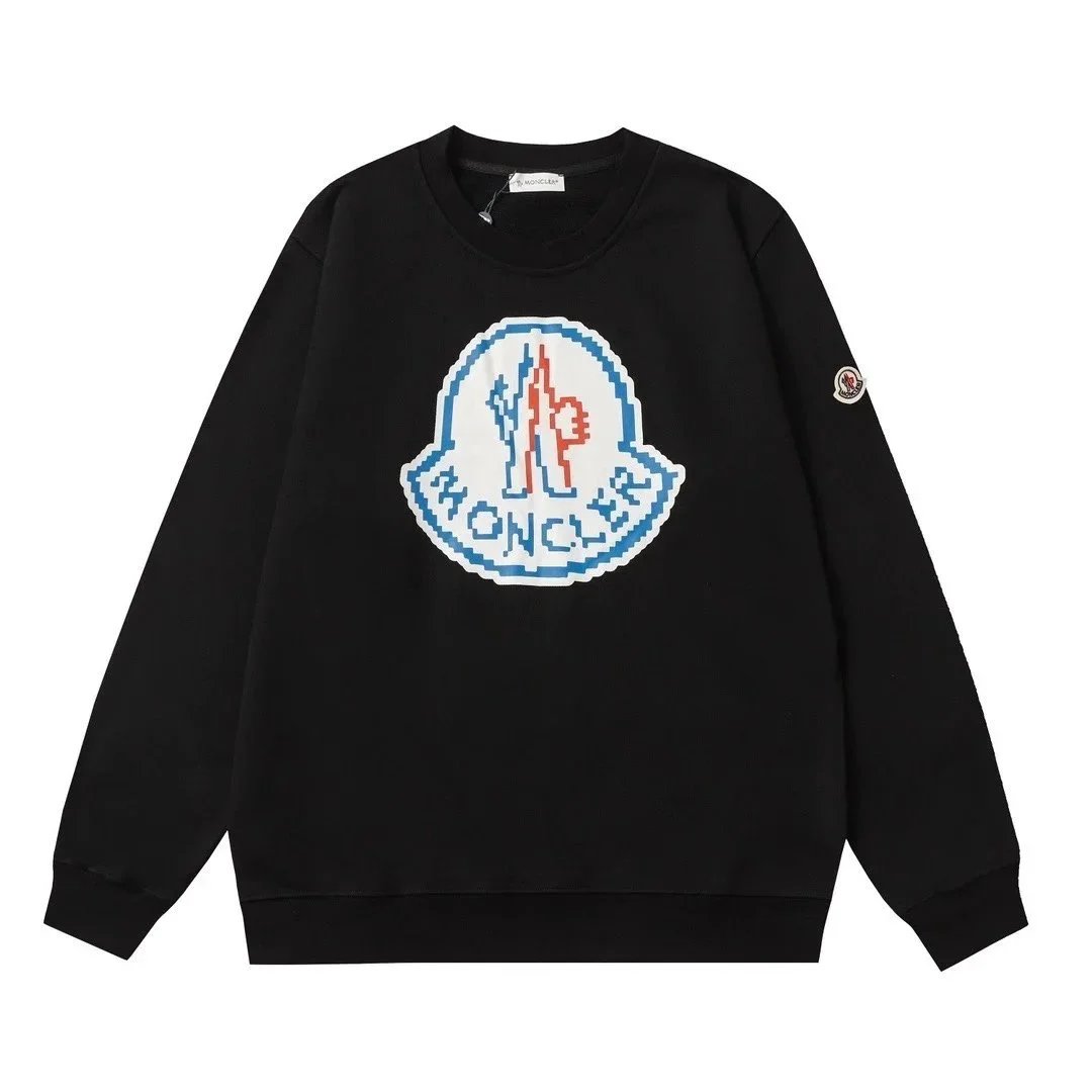 Moncler Hoodies & Sweatshirts Crewneck logo-print sweatshirt — Black-sleeved M-size hooded print