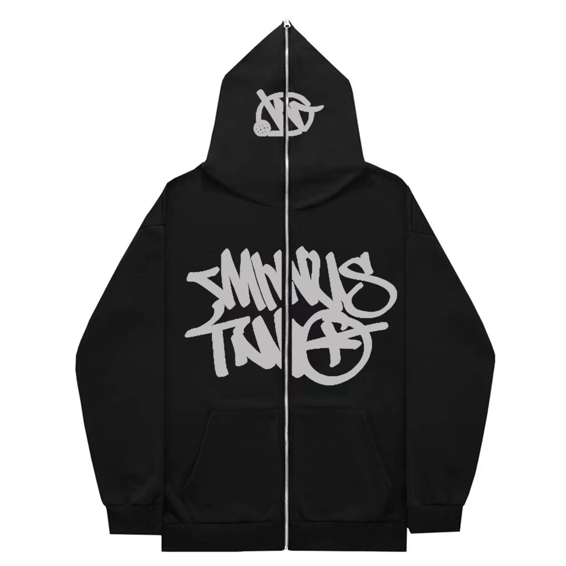 Minus Two Graphic Zip-Up Hoodies — Black product photo 3