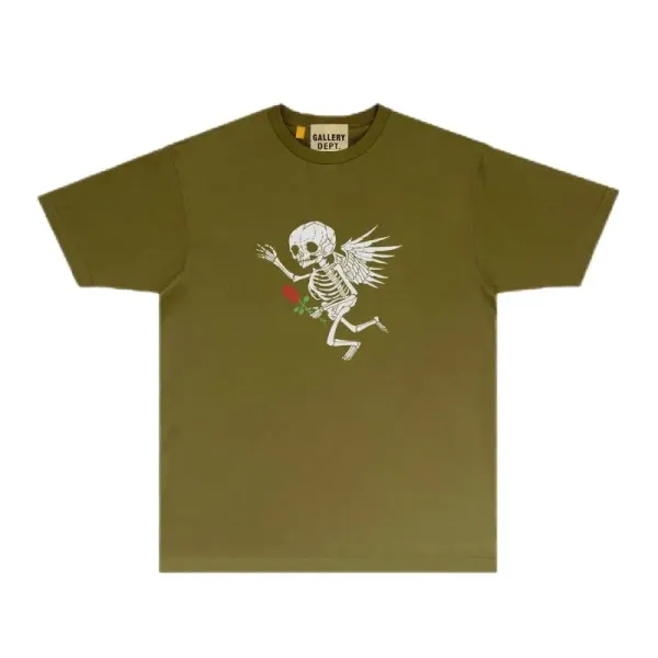 Gallery Dept Skeleton Angel Olive Green T-Shirt - 1