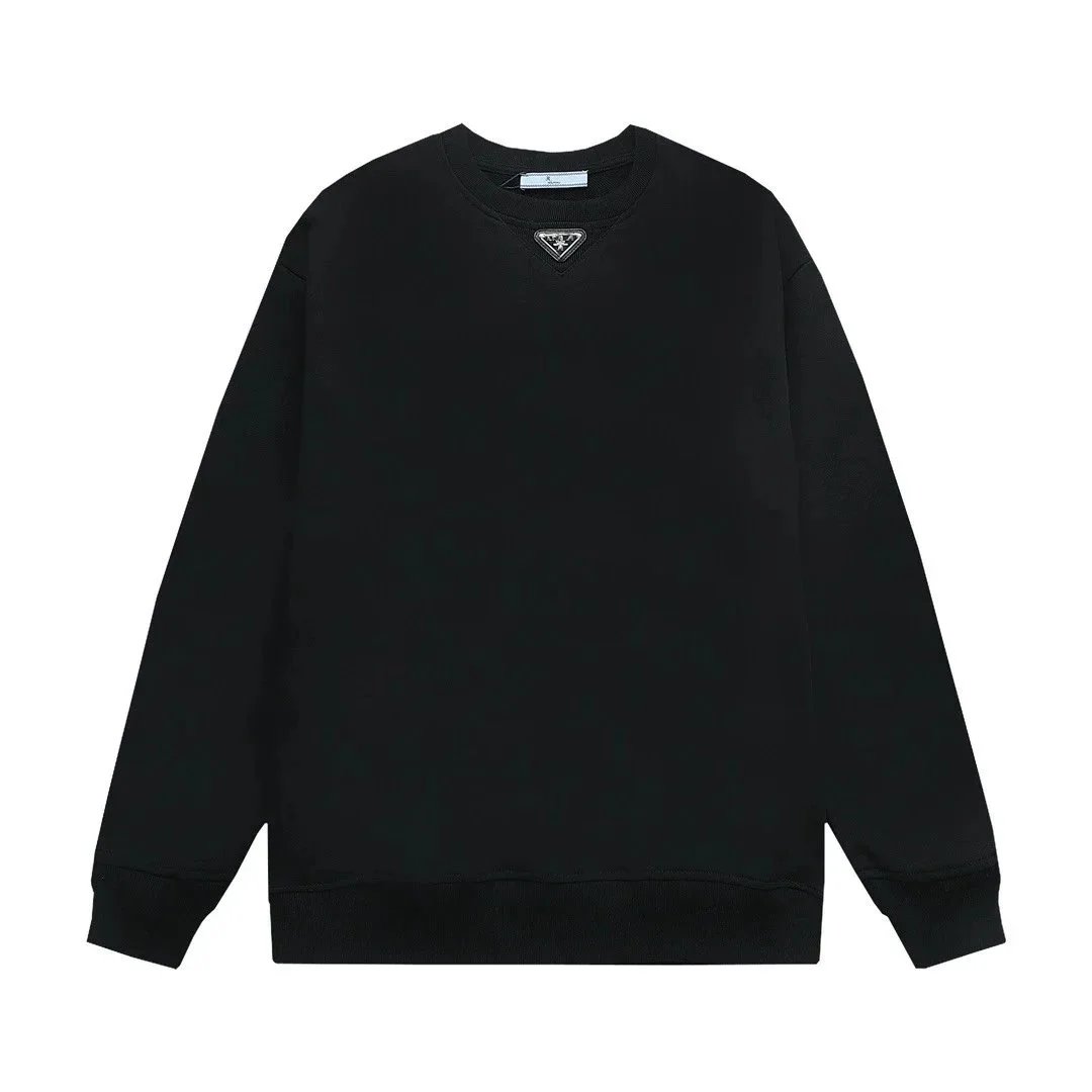 Unbranded Hoodies & Sweatshirts Crewneck sweatshirt with embossed chest logo — Black (collar-attached metal triangle badge)