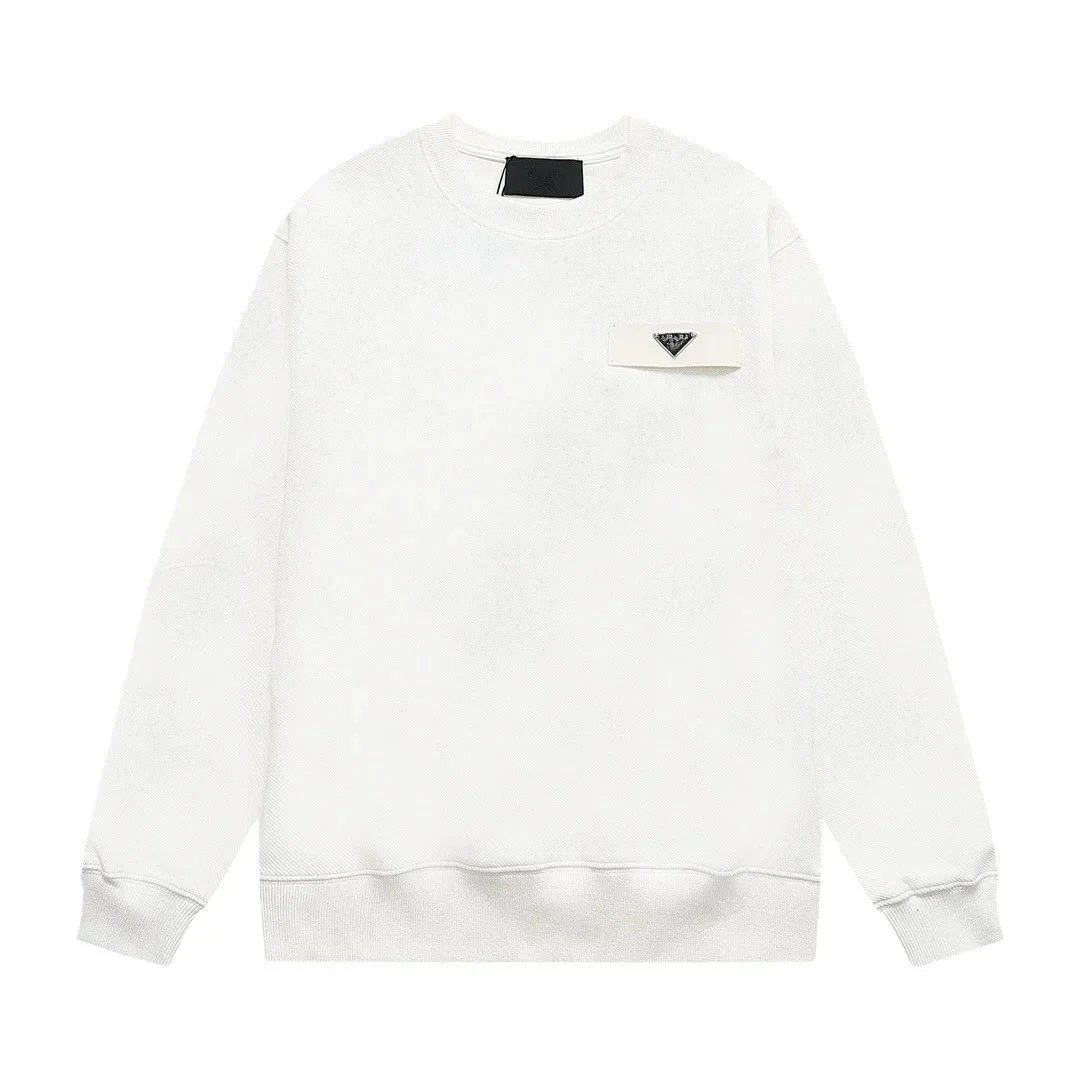 Unbranded Hoodies & Sweatshirts Crewneck sweatshirt with embossed chest logo — White (leather label with metal triangular emblem)