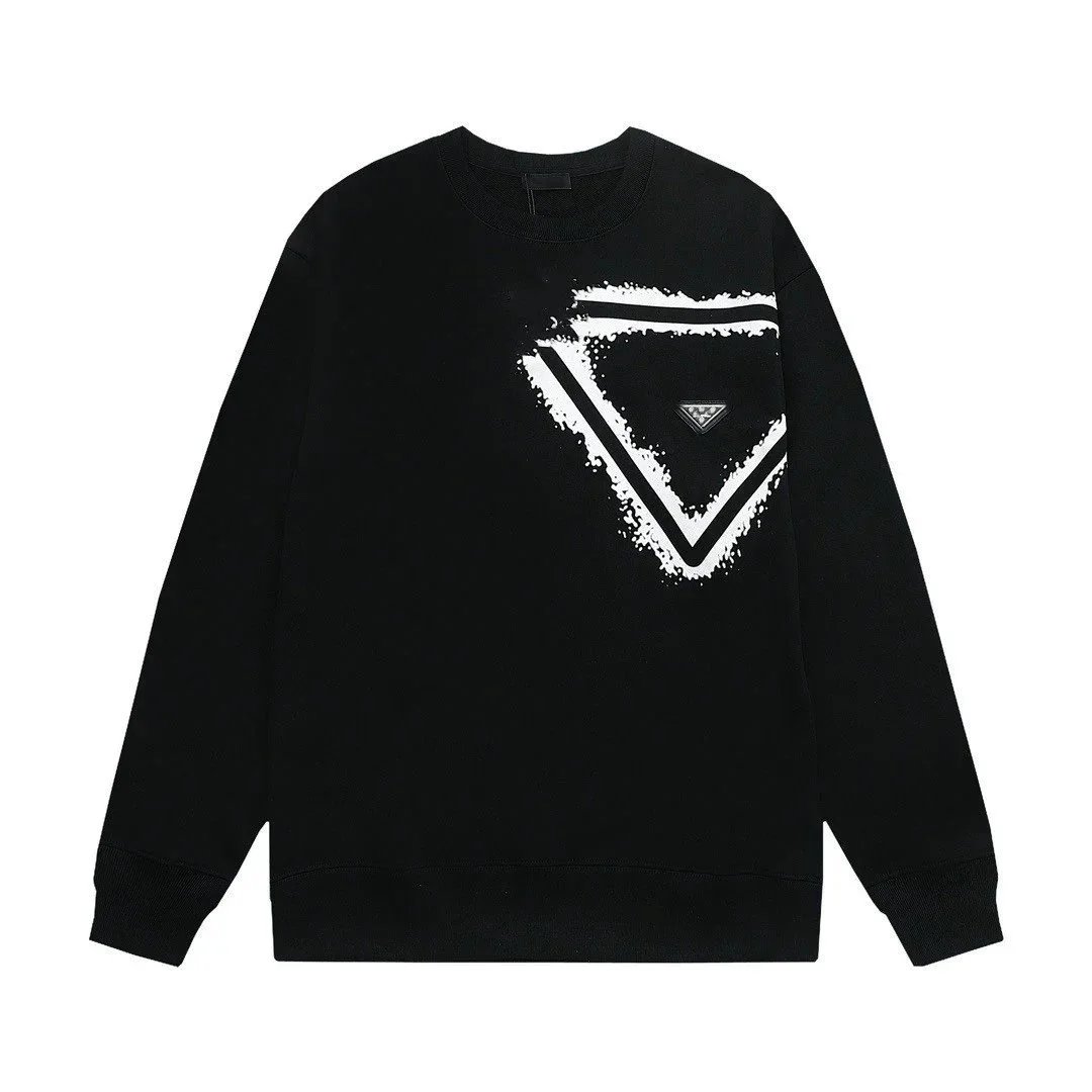 Unbranded Hoodies & Sweatshirts Crewneck sweatshirt with embossed chest logo — Black (Graffiti-printed small metal triangle emblem)