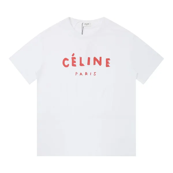 Celine Logo Print White T-Shirt - 1