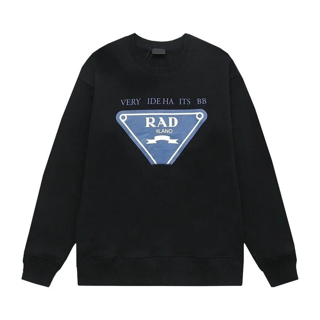 Unbranded Hoodies & Sweatshirts Crewneck sweatshirt with embossed chest logo — Black (large triangular emblem with letter logo print)