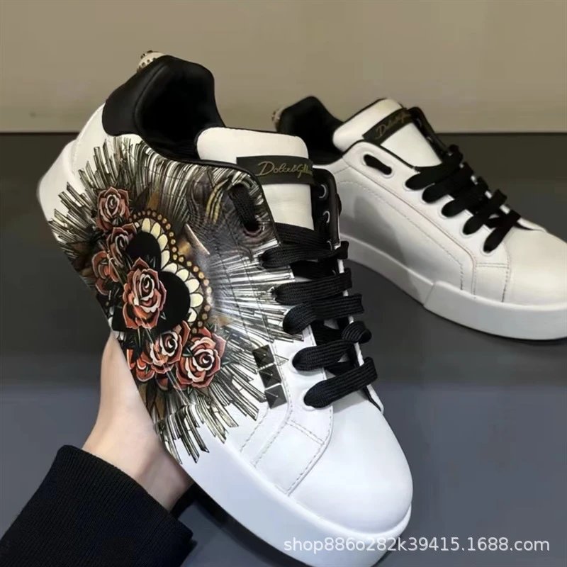 Dolce & Gabbana Sneakers Graffiti embellished low-top — White Couple Shoes