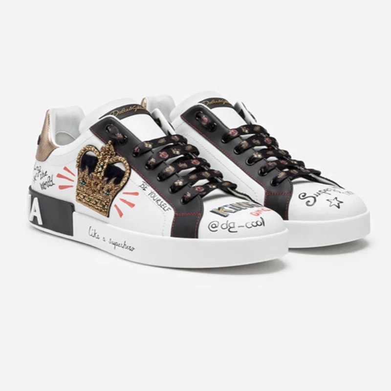 Dolce & Gabbana Sneakers Graffiti embellished low-top — Crown Couple Shoes