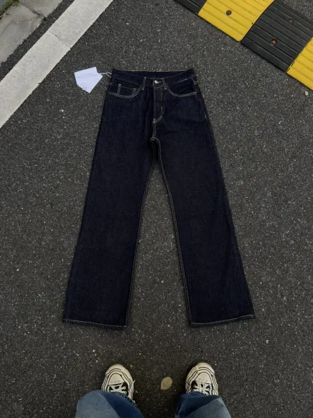 Design Raw Denim Wide-Leg Jeans Navy - 1