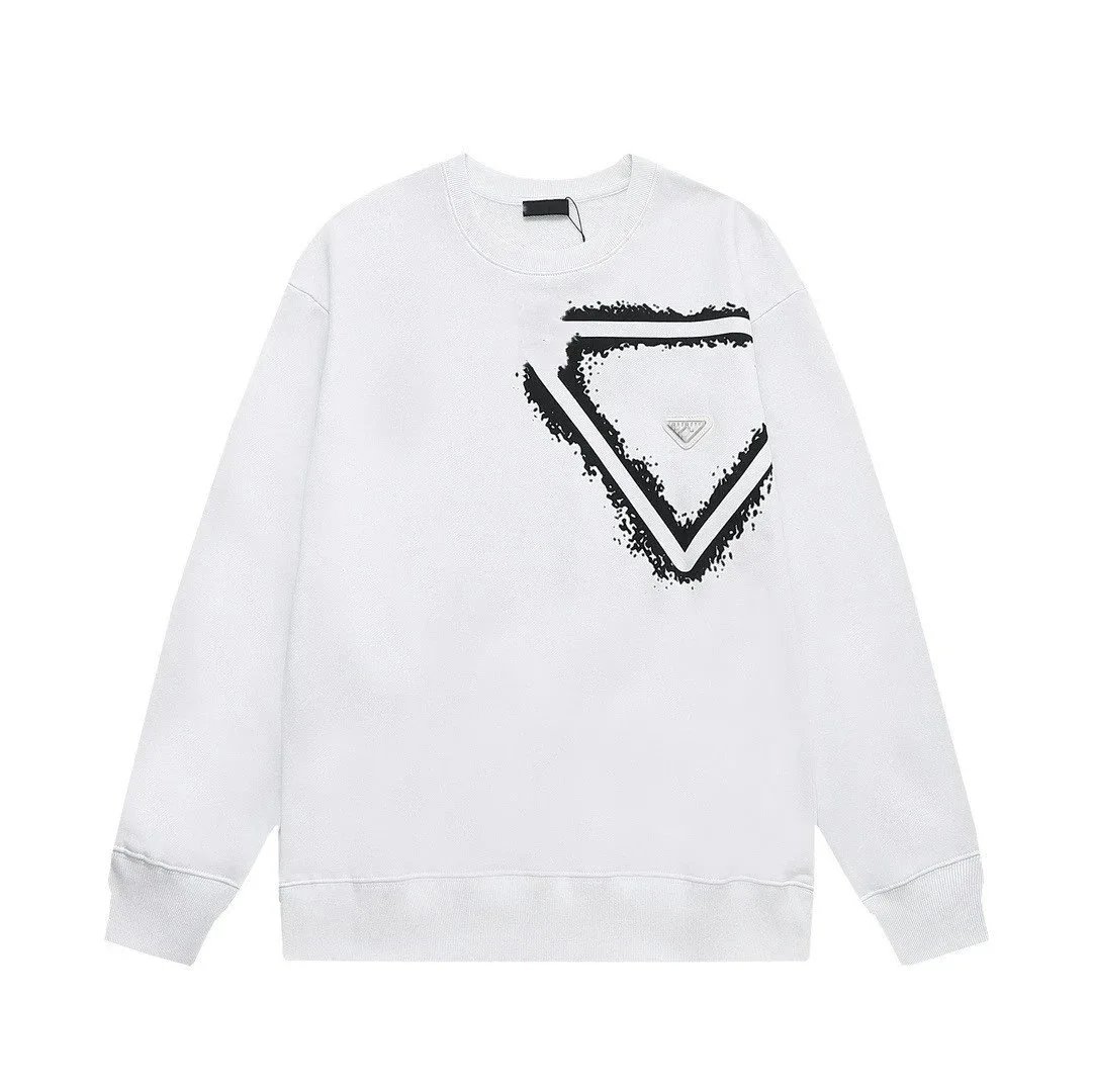 Unbranded Hoodies & Sweatshirts Crewneck sweatshirt with embossed chest logo — White (Graffiti-printed small metal triangle emblem)