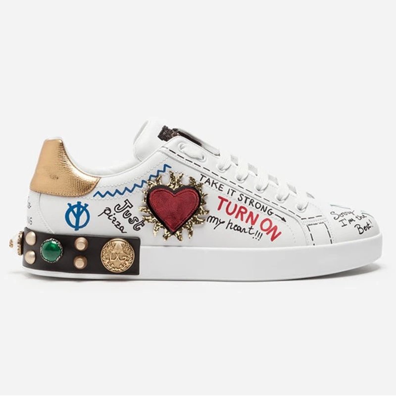 Dolce & Gabbana Sneakers Graffiti embellished low-top — Love Couple Shoes