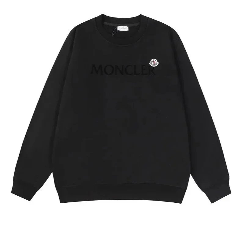 Moncler Hoodies & Sweatshirts Crewneck logo-print sweatshirt — On a plain black background