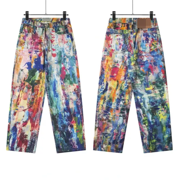 Design Abstract Print Wide-Leg Jeans Multicolor - 1