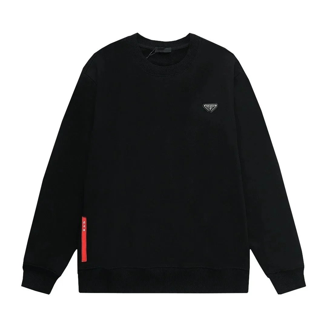 Unbranded Hoodies & Sweatshirts Crewneck sweatshirt with embossed chest logo — Black (metallic triangular emblem with raised red lettering)