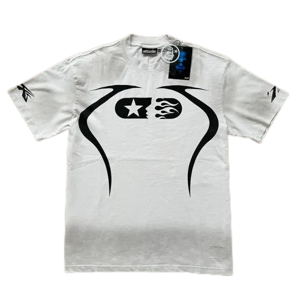 Hellstar Abstract Star Flame T-Shirt White - 1