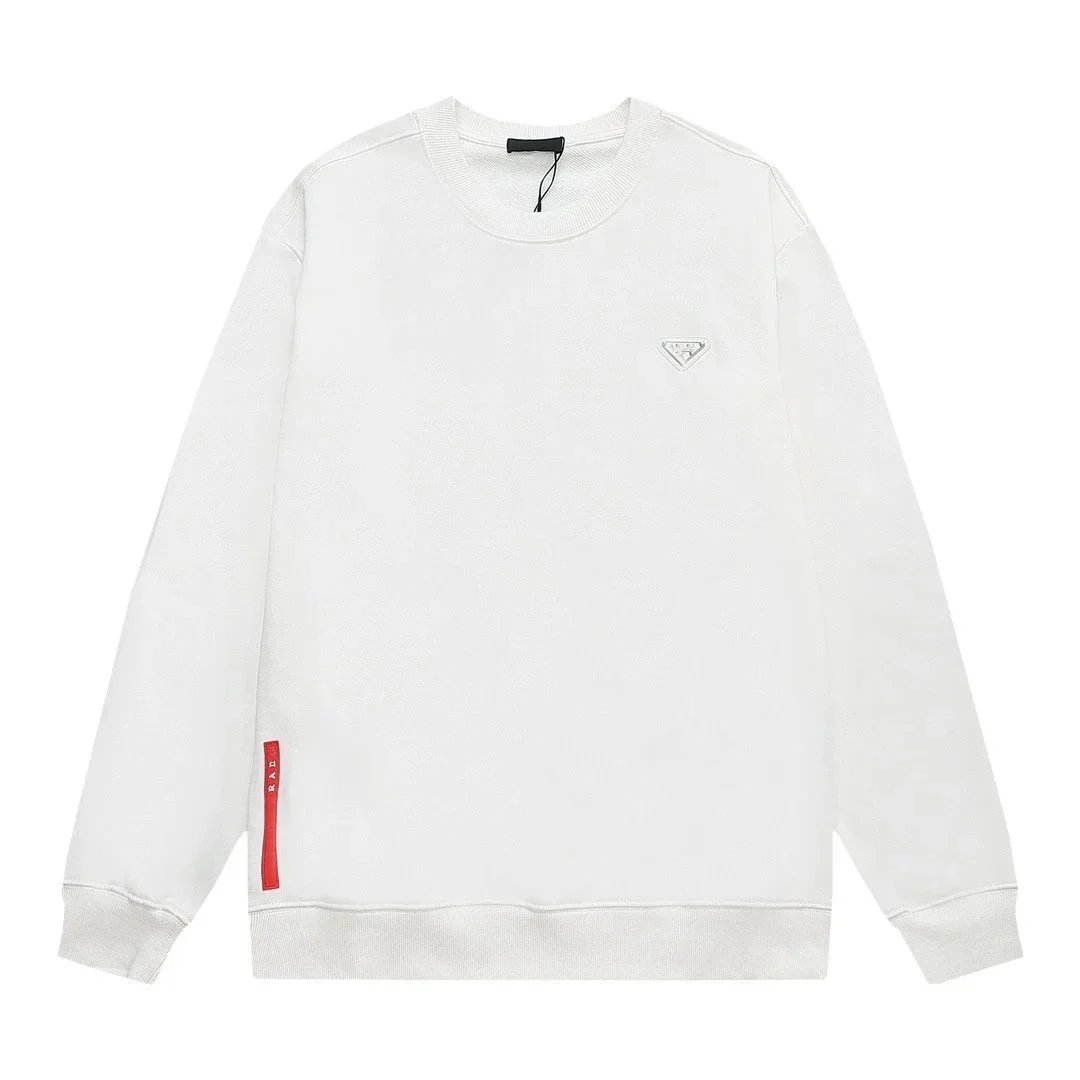 Unbranded Hoodies & Sweatshirts Crewneck sweatshirt with embossed chest logo — White (metallic triangular emblem with raised red lettering)