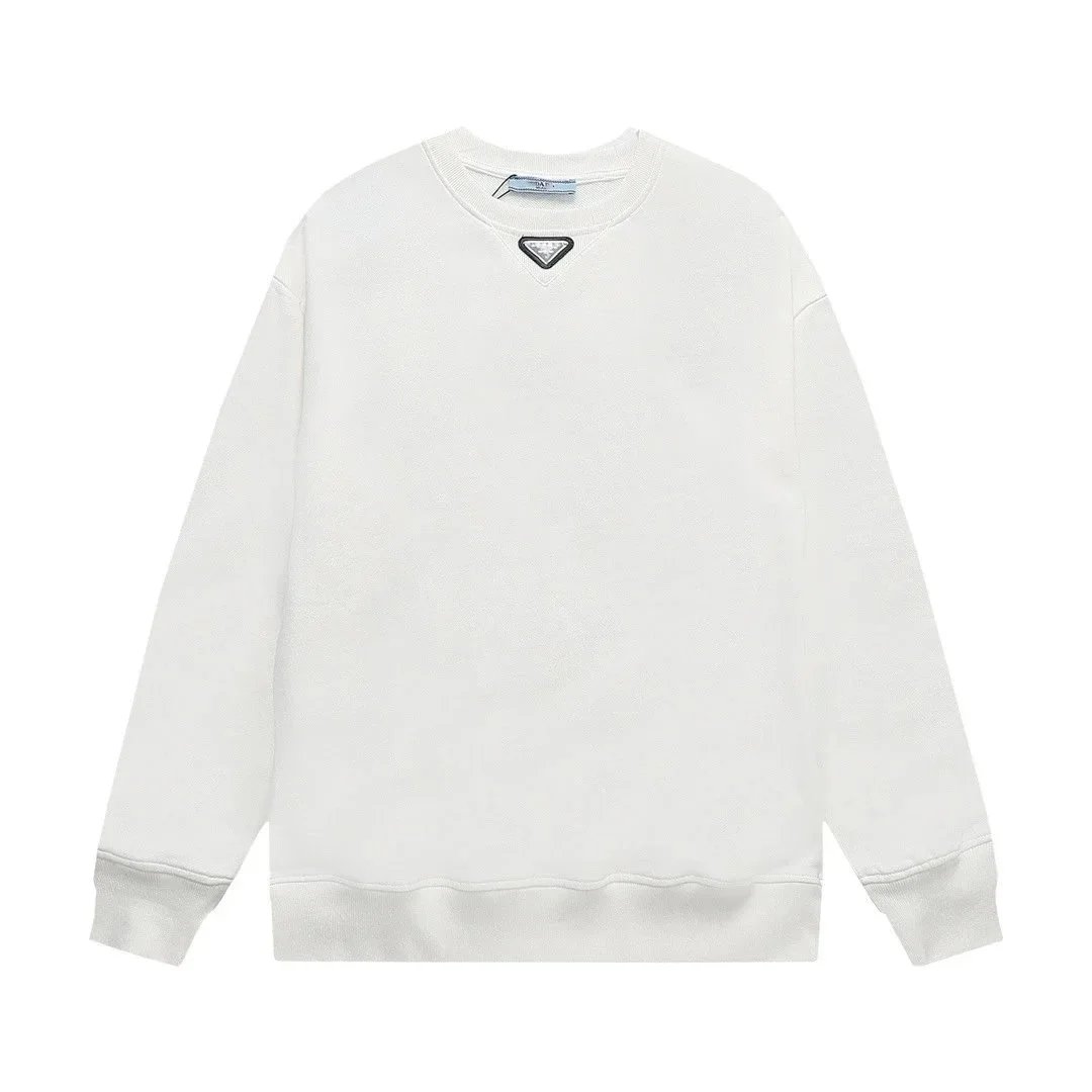 Unbranded Hoodies & Sweatshirts Crewneck sweatshirt with embossed chest logo — White (collar-attached metal triangle badge)