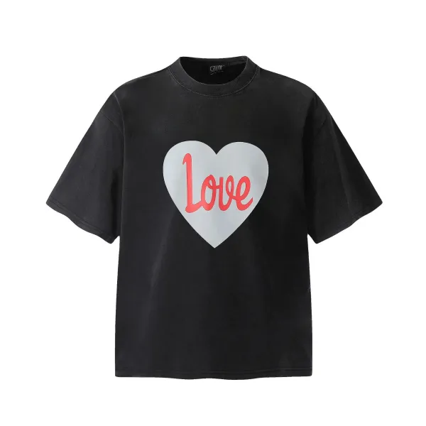 Saint Tears Love Heart Graphic Black T-Shirt - 1