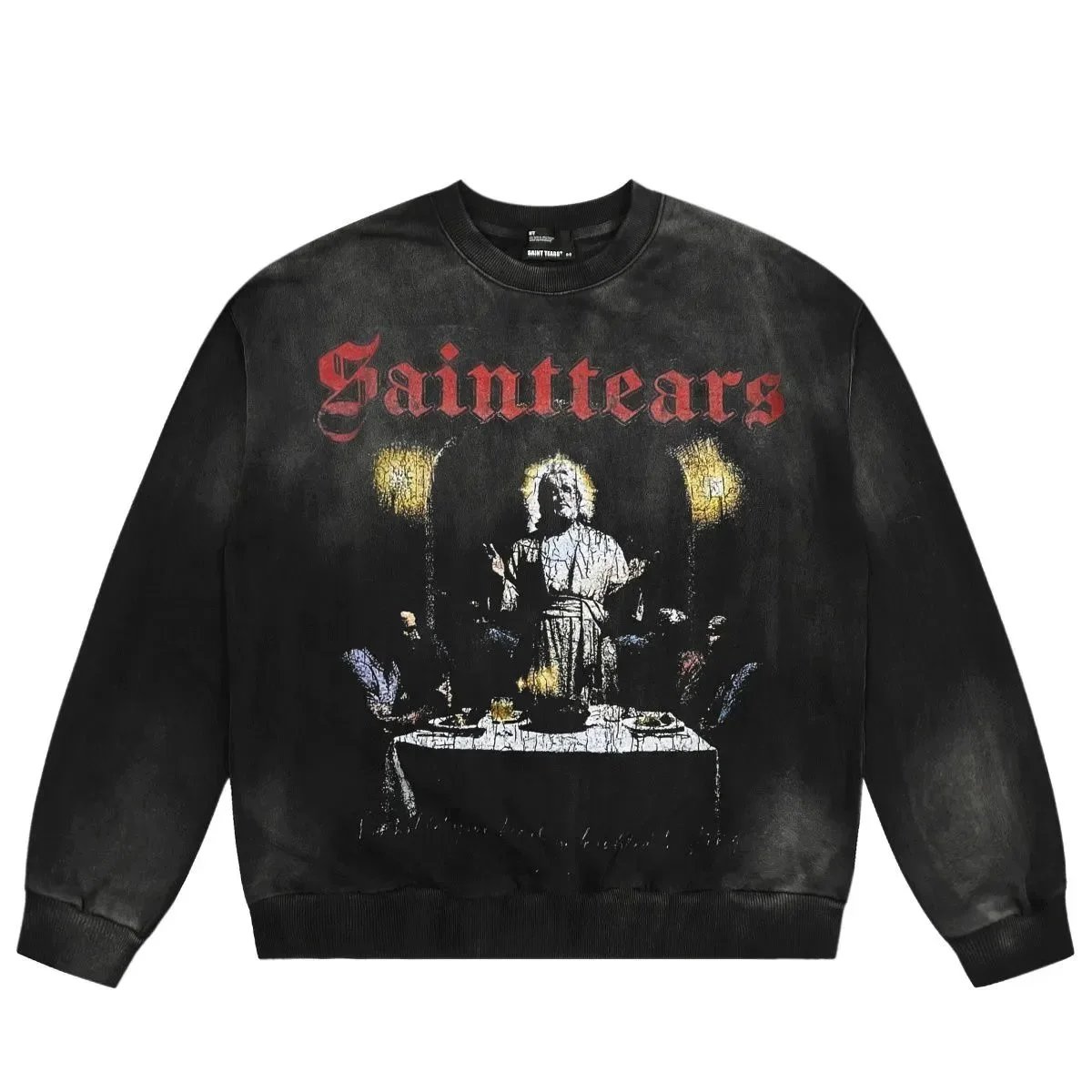Saint Tears Saint Tears Distressed Graphic Sweatshirt - Black Black