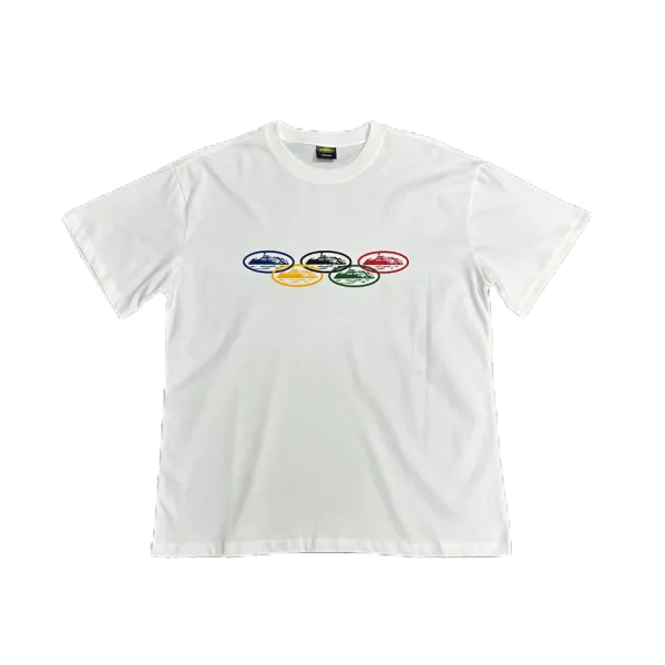Design Olympic Rings Yacht Print T-Shirt White - 1