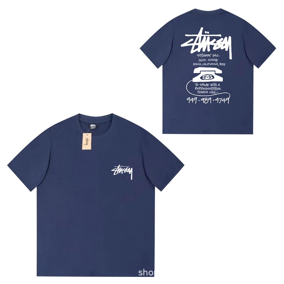 Stüssy T-Shirts Short-Sleeve Logo Graphic T-Shirt — 067 Navy