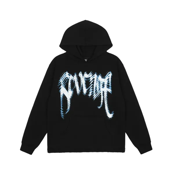 Design Distorted Logo Black Hoodie - 1