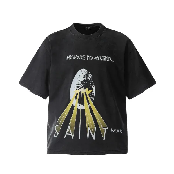 Design SAINT MX6 Prepare to Ascend Black Oversized T-Shirt T-Shirts - 1