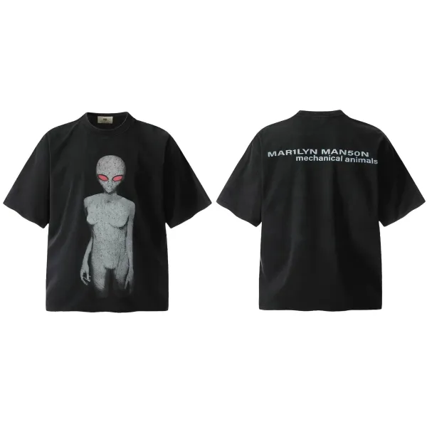 Design Marilyn Manson Mechanical Animals Alien Graphic T-Shirt Black T-Shirts - 1