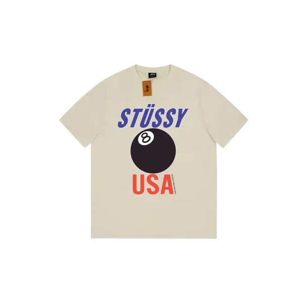 Stussy Stüssy 8-Ball USA Graphic T-Shirt Beige T-Shirts - 1