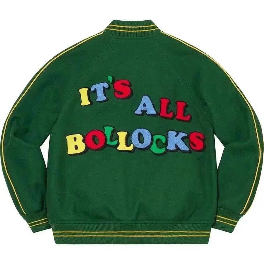 Supreme It's All Bollocks Knit Varsity Jacket Green - 1