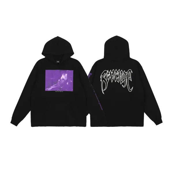 Revenge Revenge Purple Graphic Hoodie Black - 1