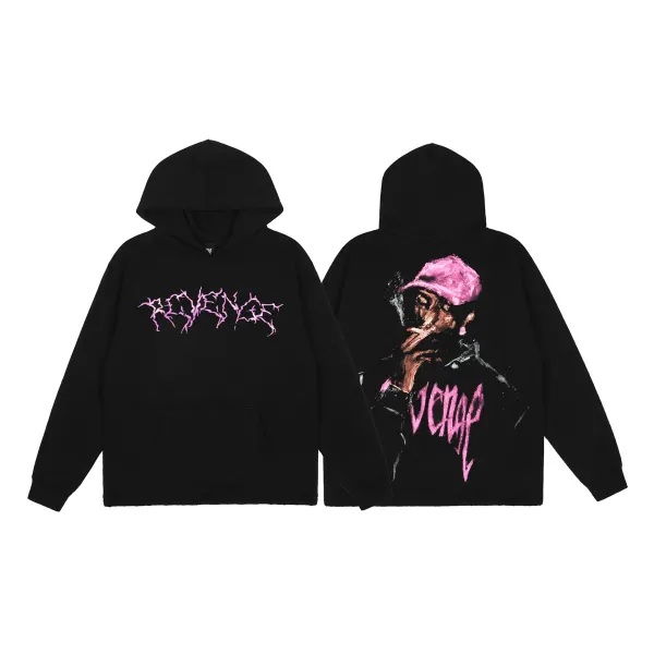 Revenge Revenge Pink Lightning Hoodie Black - 1