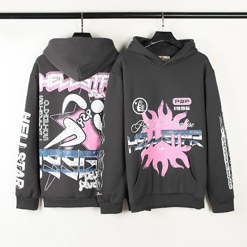 Hellstar Hoodies & Sweatshirts Graphic Pullover Hoodie — 2615 Dark Grey