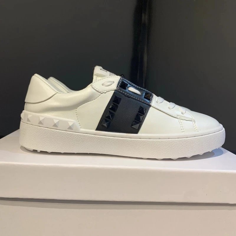 Valentino Garavani Rockstud Spike Low-Top White and Silver Sneakers - 8