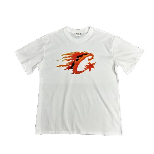 Design Flame 'C' Graphic T-Shirt White - 1