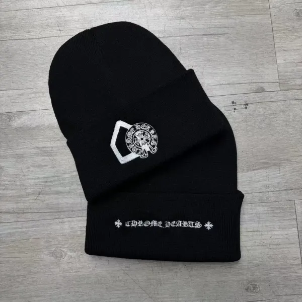 Chrome Hearts Beanie Black Embroidered Logo Hat - 1