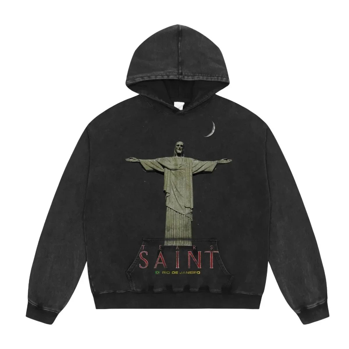 Saint Tears Hoodies & Sweatshirts Washed Graphic Print Pullover image 11