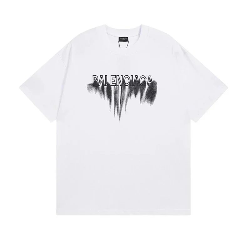 Balenciaga T-Shirts Short Sleeve Graphic T-Shirt — 55299 white