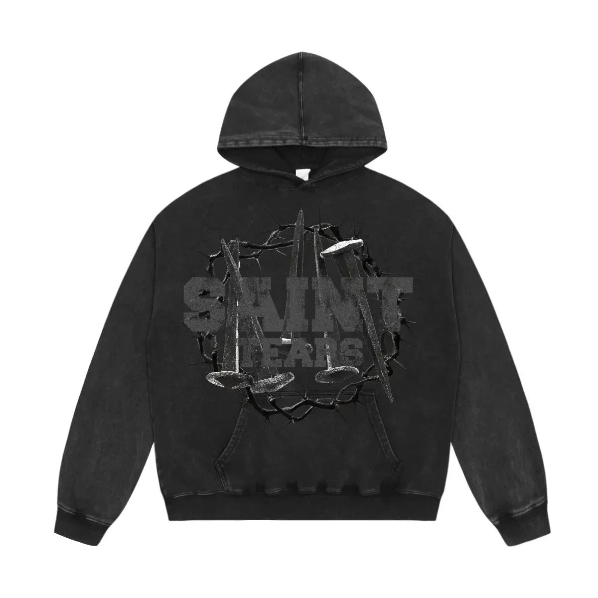 Saint Tears Saint Tears Distressed Black Hoodie Black