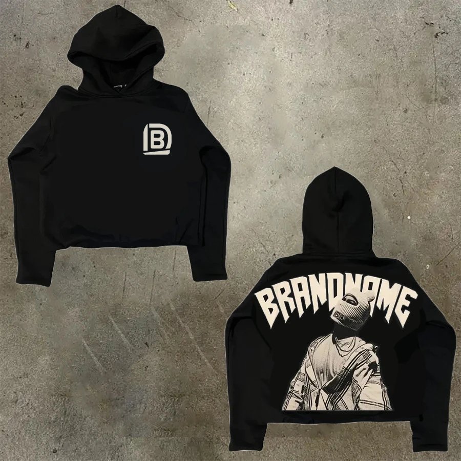 D Bandz Studios Hoodies & Sweatshirts Cartoon Graphic Print Pullover Hoodie — 【Cotton hooded sweater】W 58(Black)