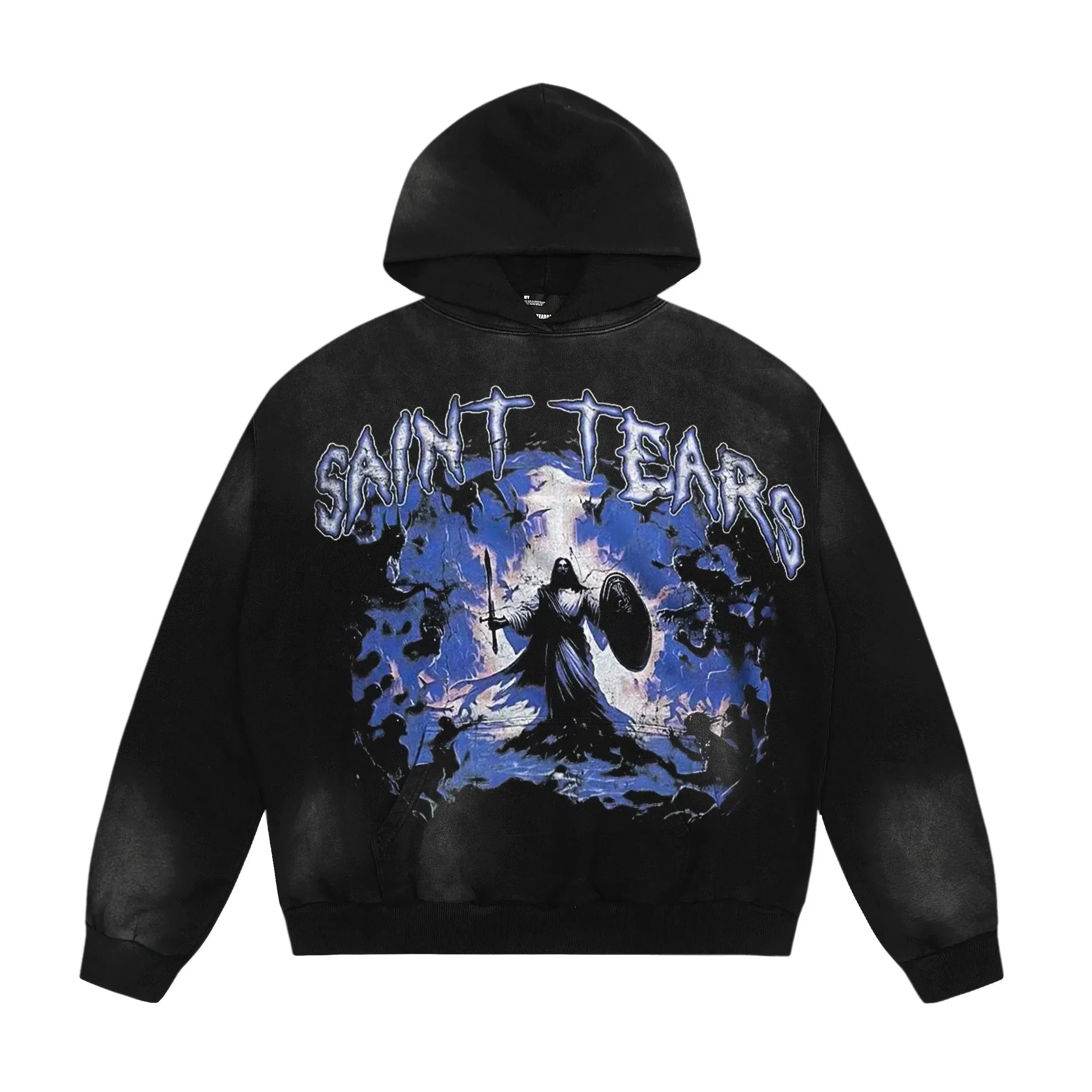 Saint Tears Hoodies & Sweatshirts Washed Graphic Print Pullover — 38