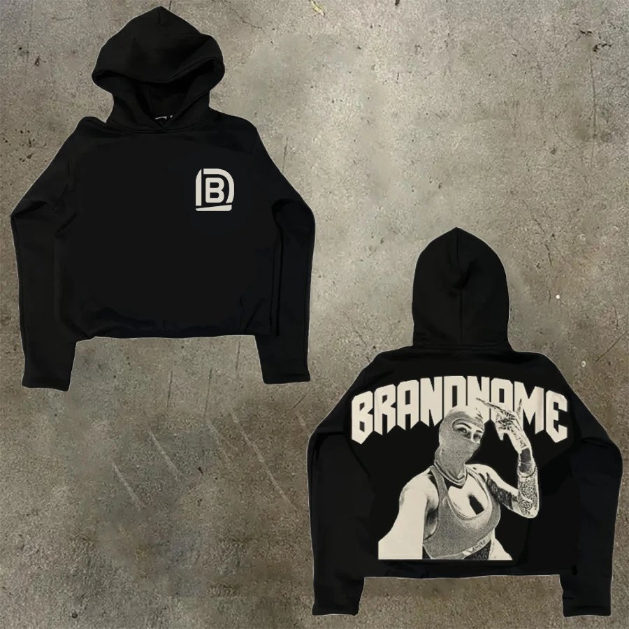 D Bandz Studios Hoodies & Sweatshirts Cartoon Graphic Print Pullover Hoodie — 【Cotton hooded sweater】W 69(Black)