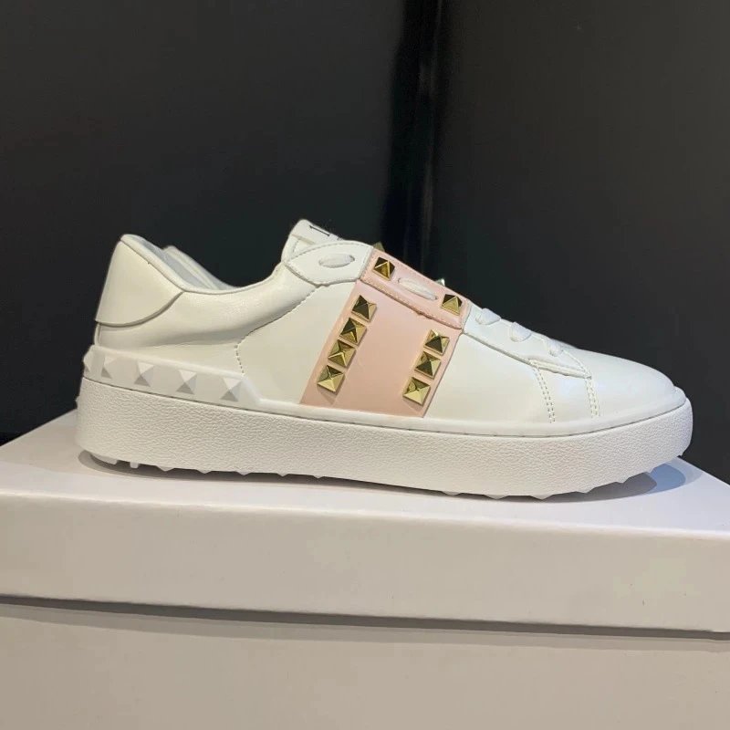 Valentino Garavani Rockstud Spike Low-Top White and Silver Sneakers - 5