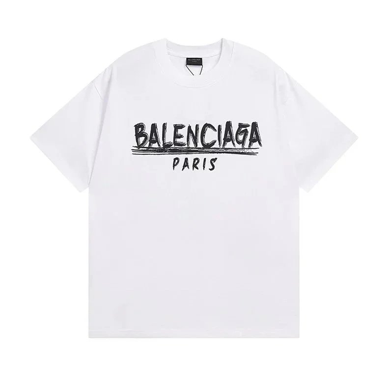 Balenciaga T-Shirts Short Sleeve Graphic T-Shirt — 55293 white