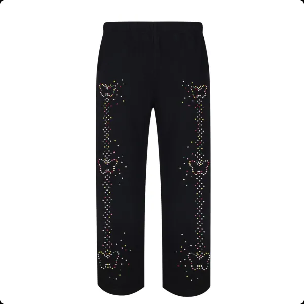 Design Embellished Bow-Print Capri Sweatpants Black - 1