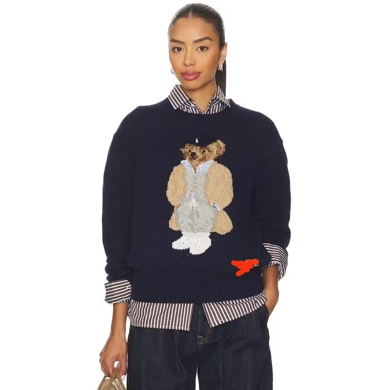 Heavy-Knit Cotton Cartoon Bear Sweater photo 7