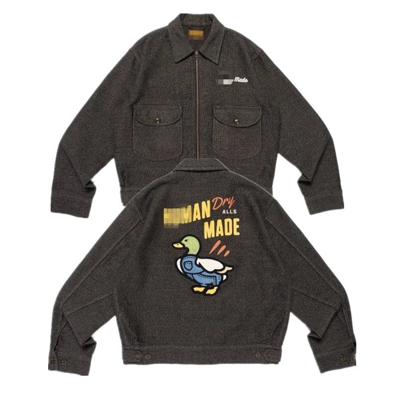 Duck Collar Letter Embroidered Workwear Jacket photo 5